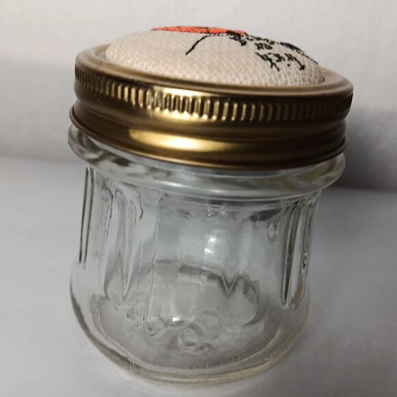 Halloween Handmade Cross Stitch Lid Glass Jar Trick or Treat Ghost Pumpkin 4oz - Picture 12 of 12